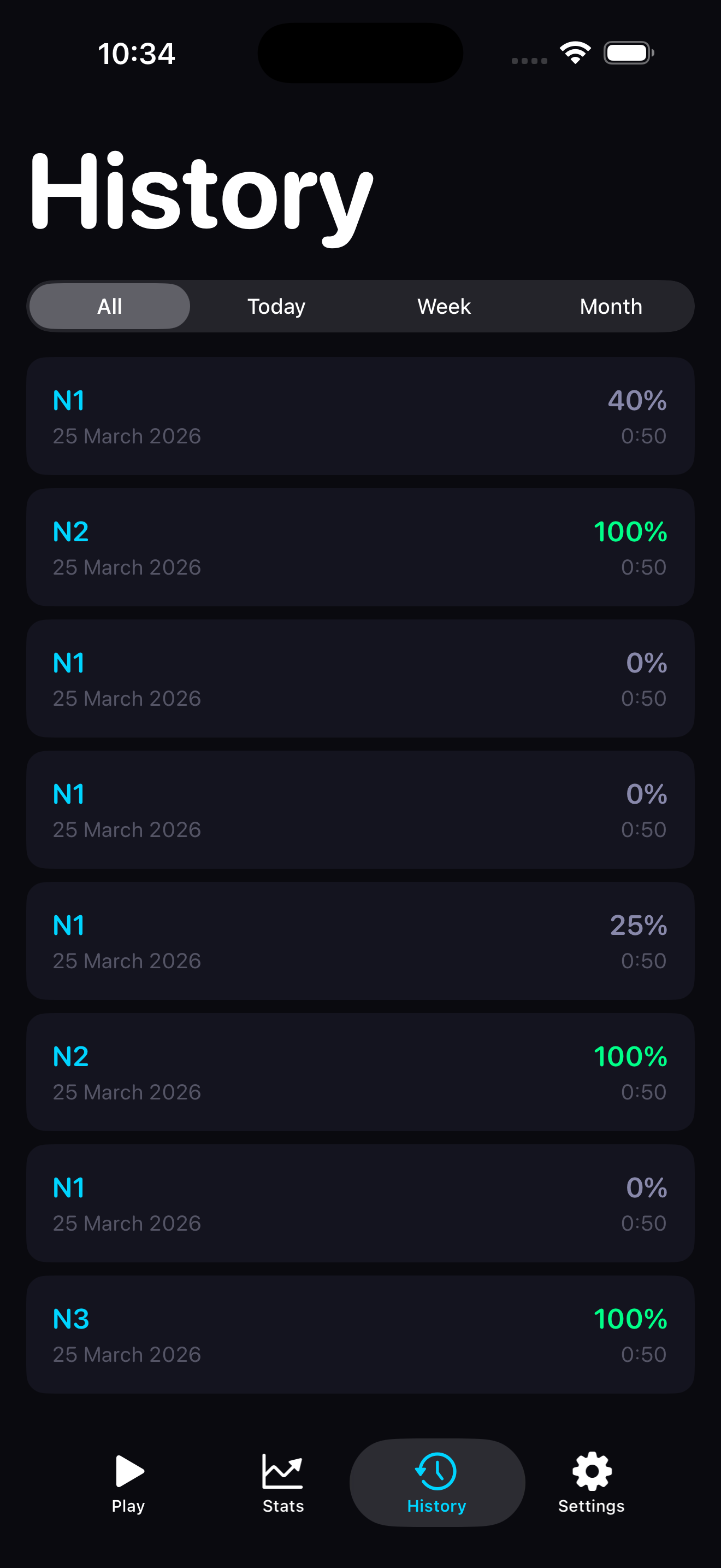 Session history